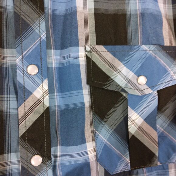 Coevals Club pearl snap shirt mens M Medium blue plaid western short sleeve - Picture 3 of 8